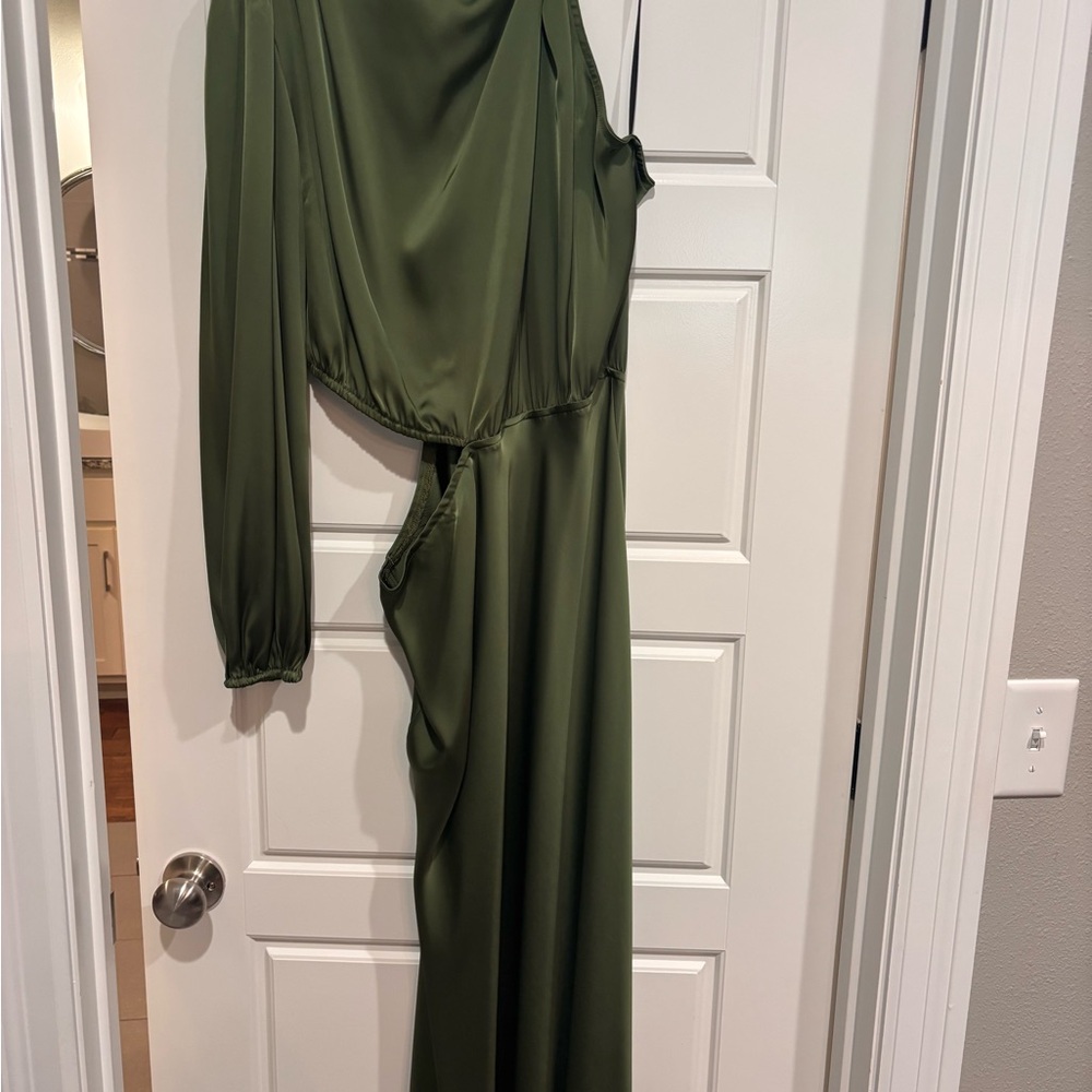 Petal & Pup One Shoulder Olive Dress